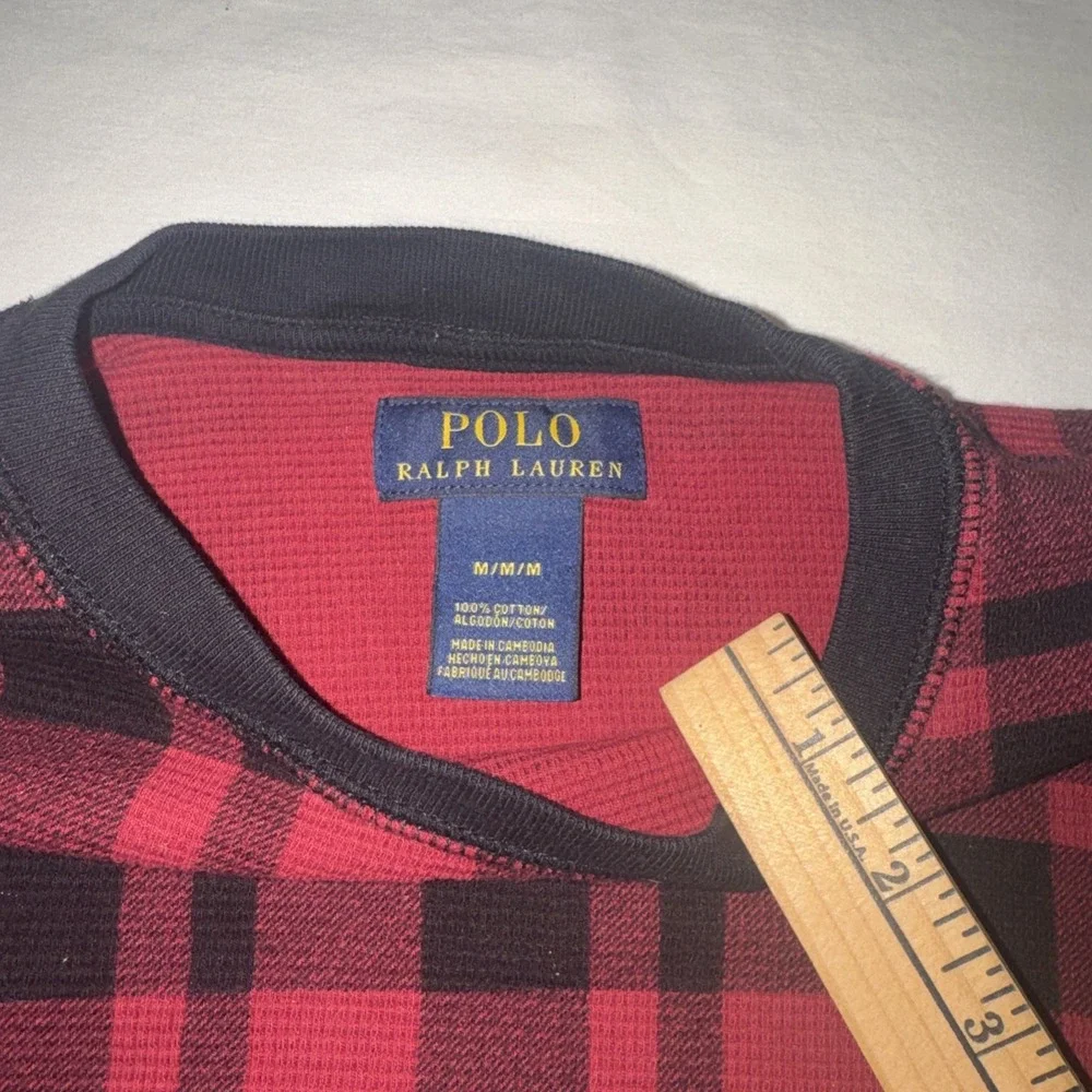 Polo Ralph Lauren Pajama Shirt Mens Medium Buffalo Plaid Red Long Sleeve